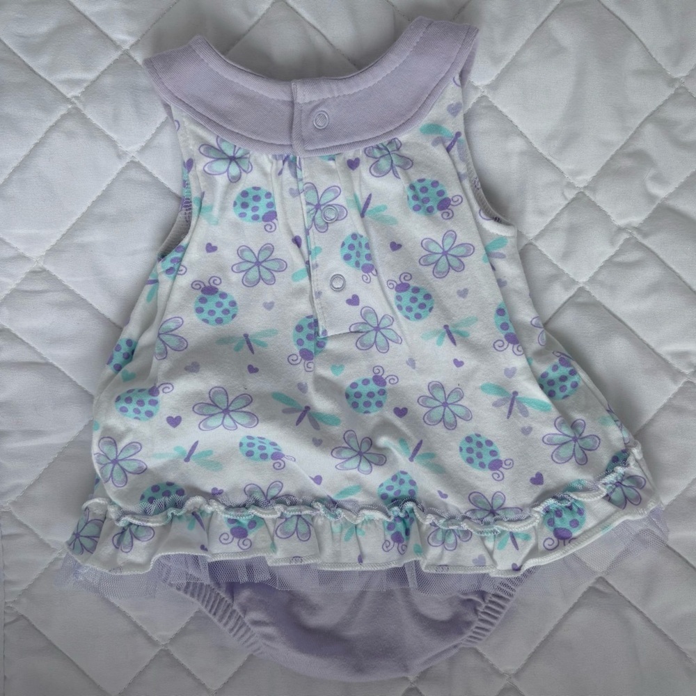 ⭒ NB Koalababy Pastel Dress Purple White Floral Ruffle Mesh Diaper Cover Bugs ⭒ - Picture 6 of 8